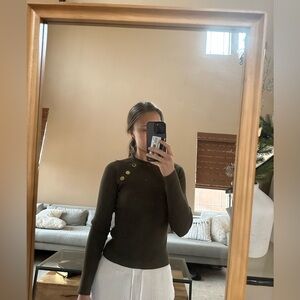 Zara Olive Green Crew Neck Sweater